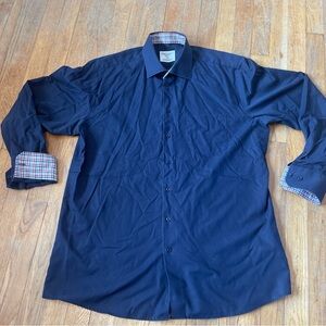 Nobel League Men's Button Up Oxford Shirt Regular Fit 42 161/2 Blue Flip Cuff Pl